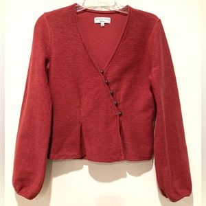 Madewell Texture & Thread Button-Wrap Top, Size S, Red (Rust)/Burnt Orange